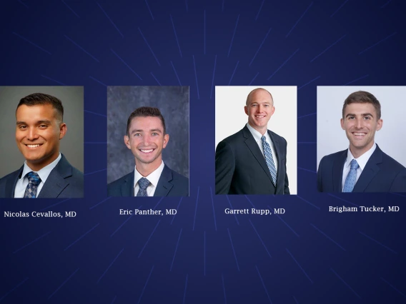 Photos of Drs. Nicolas Cevallos, Eric Panther, Garrett Rupp, and Brigham Tucker