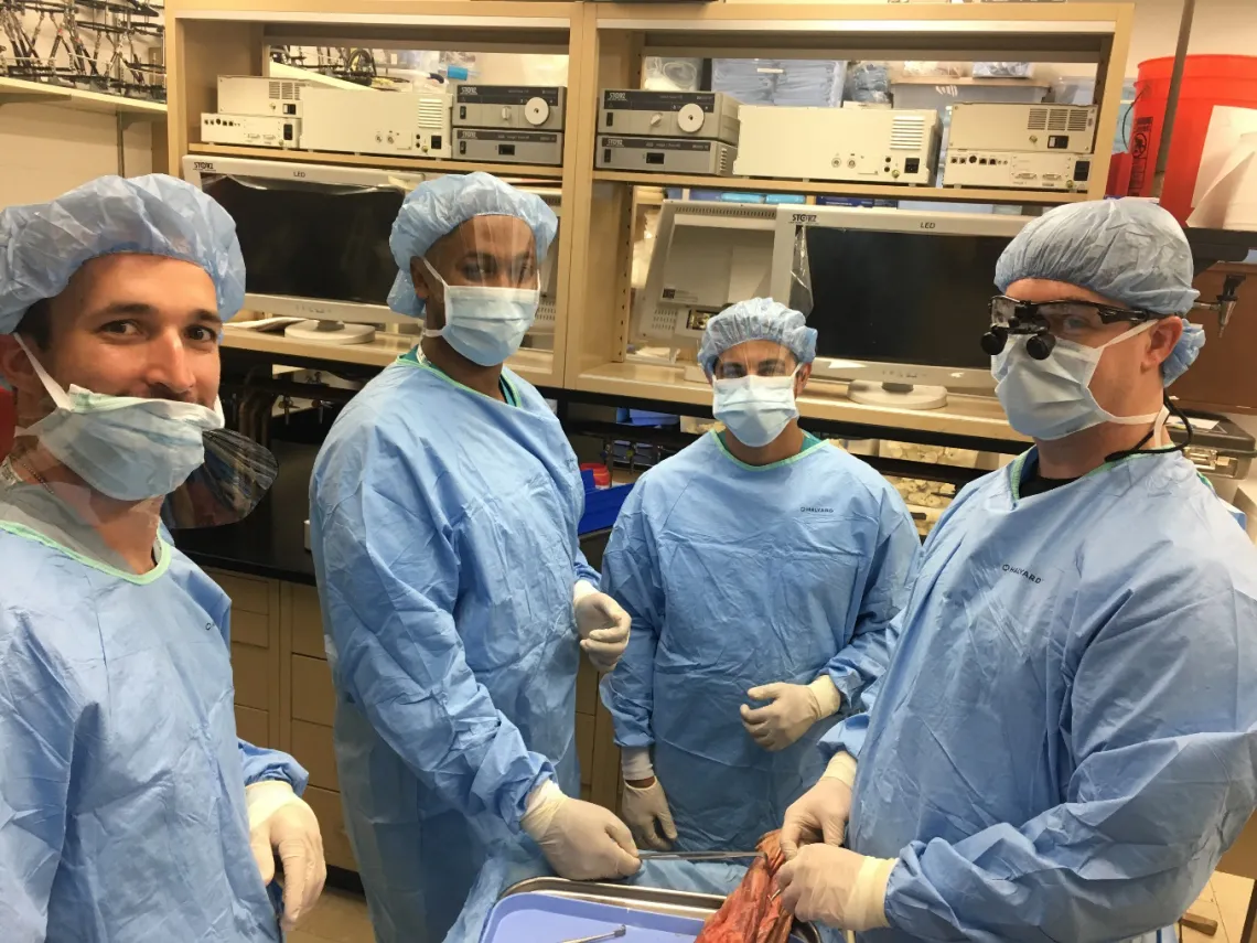 Medical students in lab socializing